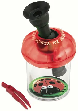 Банка для насекомых Navir «Обзор 360» с микроскопом 10x и пинцетом, прозрачная, изображение 1