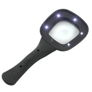 Лупа на ручке Veber 3x, 52x52 мм, с подсветкой (600558), изображение 2